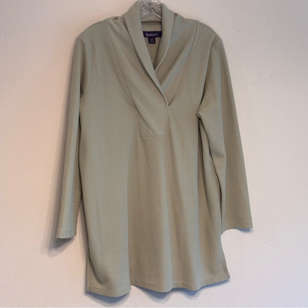 Roaman’s Sage Green Women’s Long Sleeve Knit Tunic Size M- 14/16
